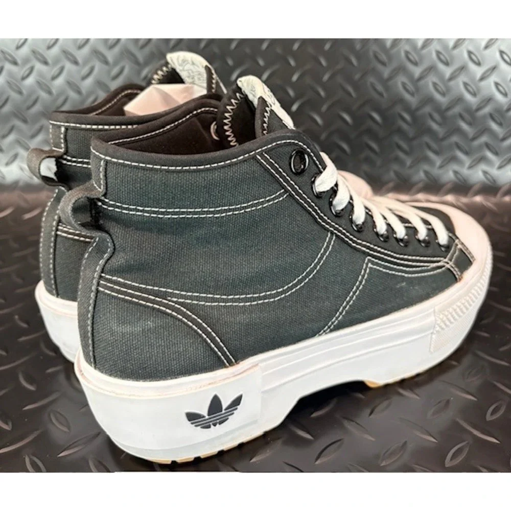 Adidas Nizza Trek Adilette Platform Womens black canvas sneakers size 8.5 - Picture 3 of 8